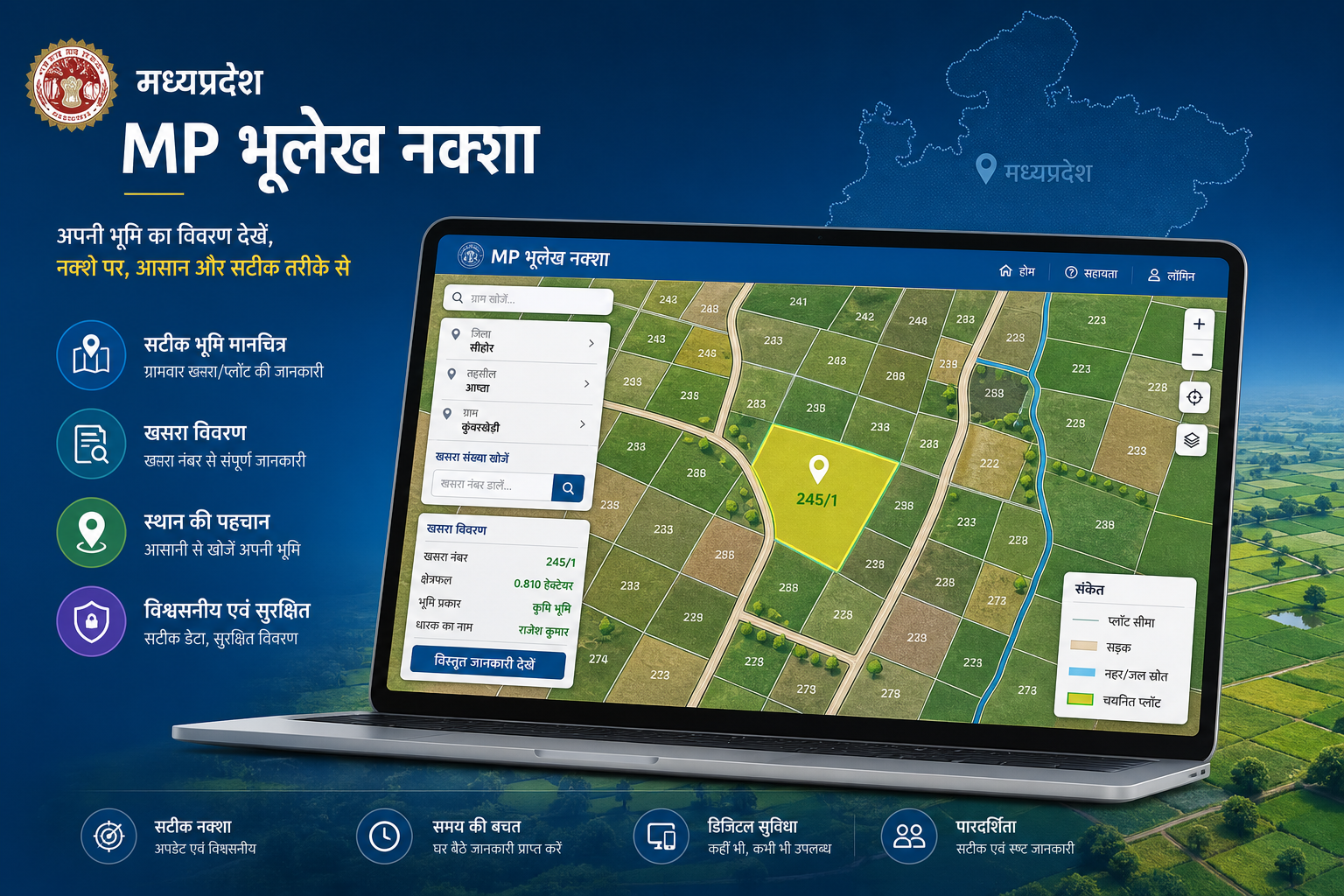 MP Bhulekh Naksha land map visual