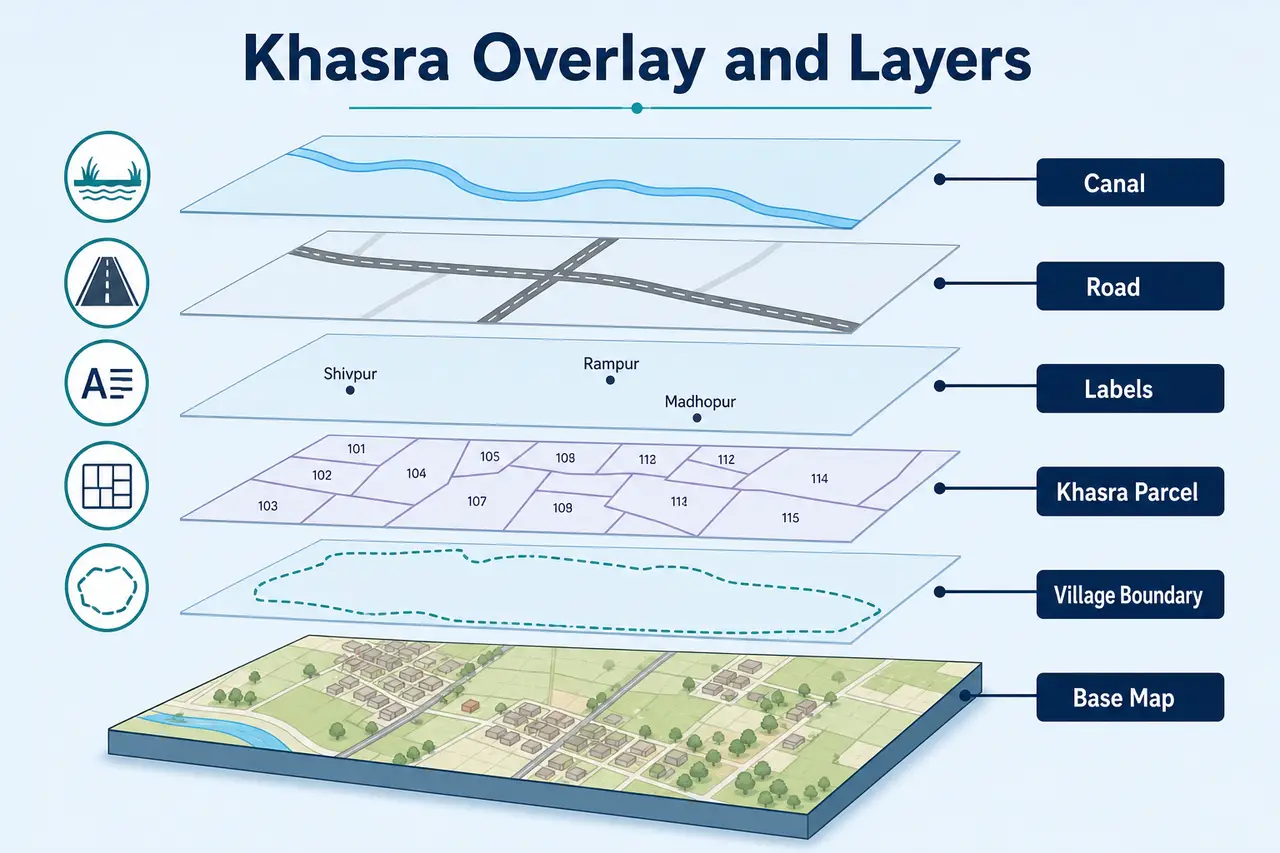 WebGIS Khasra overlay and map layers illustration